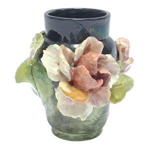 Antique Floral French Barbotine Majolica Vase