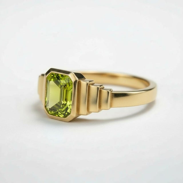 Peridot Solitaire Ring for Men Silver, Gold, Size 10 For Sale - Image 4 of 7