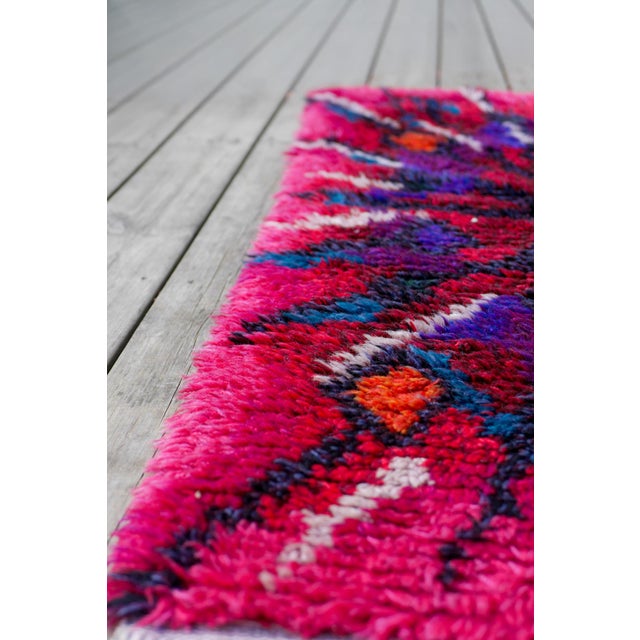 Blue Vintage Swedish Tibet Rya Rug with Flower by Ingrid Jagarz for Mark Rya, 1960s For Sale - Image 8 of 14