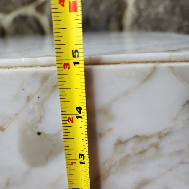 1970s Mid Century Italian Post Modern Herringbone Marble Side Table or End Table For Sale In Baltimore - Image 6 of 8