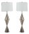 Mid 20th Century Minimalist Glow: Pair of Mid Century Geometric Silver Metal Lamps For Sale