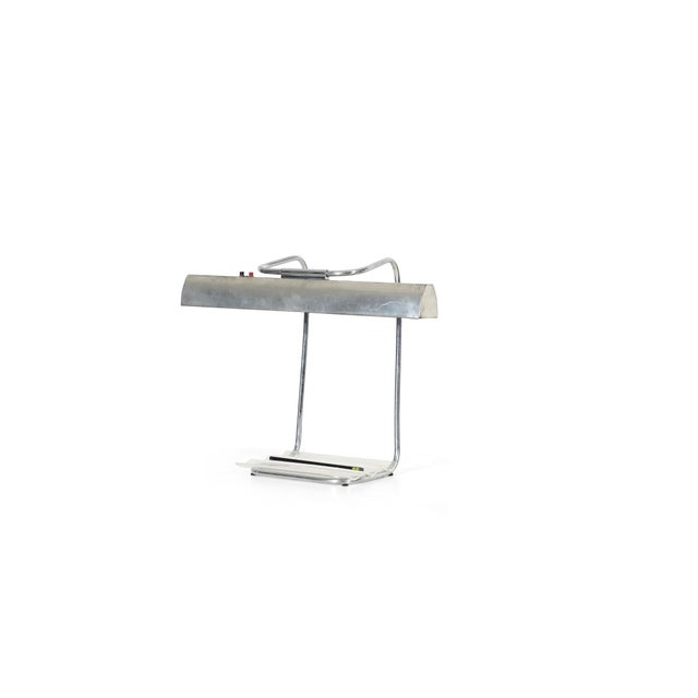Allan Gould for Mutual-Sunset Lamp Manufacturing Company, rare desk lamp. Chrome-plated steel with fluted acrylic base.
