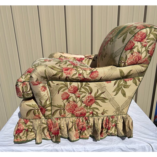 George Smith Authentic George Smith English Roll Arm Club Chair & Ottoman – Handmade in England For Sale - Image 4 of 12