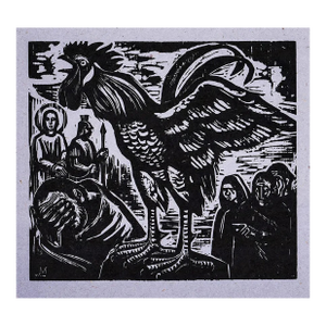 Walter Mellman St. Peter's Betrayal Woodcut