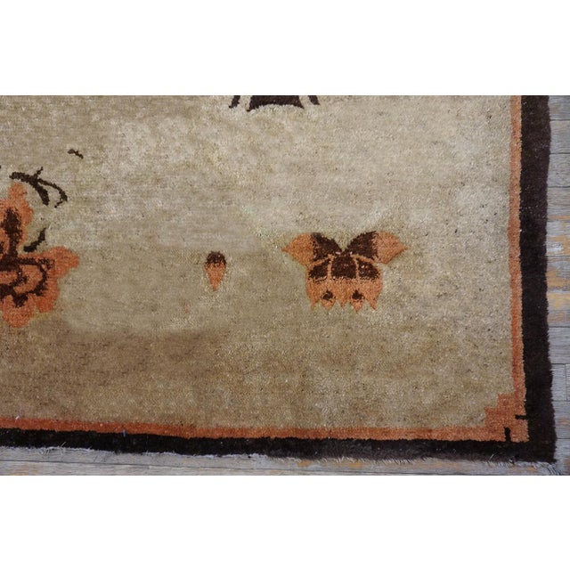 Pretty Camel Background With Figurative-Floral Pattern Antique Chinese Baotou Scholars Rug For Sale - Image 4 of 7