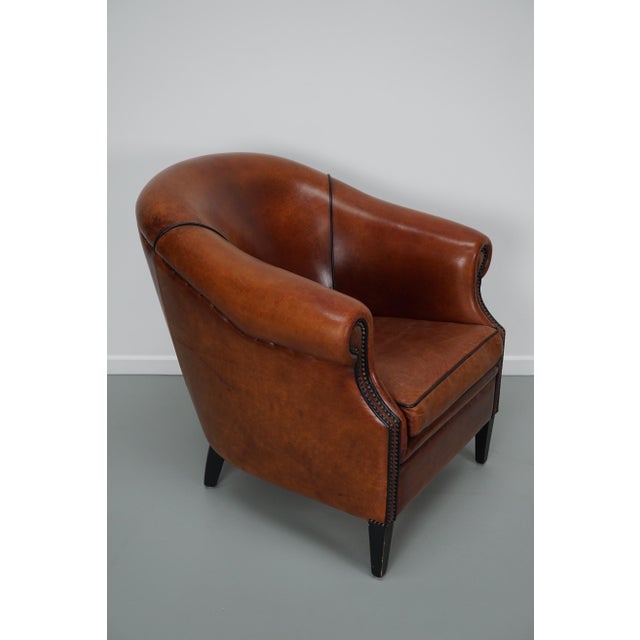 Brown Vintage Dutch Cognac Colored Leather Club Chair For Sale - Image 8 of 18