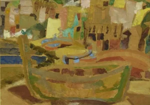 Unknown, Ship, Original Watercolor, Mid-20th Century