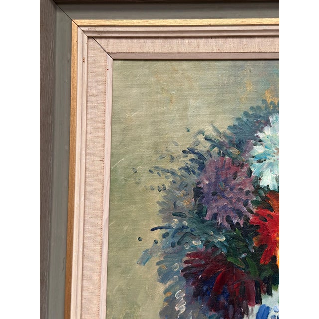 Eric Lundgren, Asters in Ceramic Vase, 1950s, Oil on Canvas, Framed For Sale - Image 18 of 18