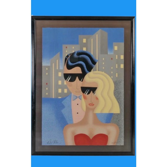 Hollywood Regency 1980s Large Art Deco Stepping Out Screen Print by Robin Morris For Sale - Image 4 of 6