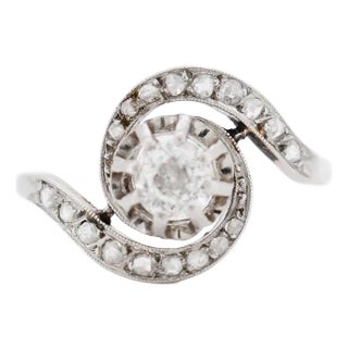 Swirl Ring in Platinum, 0.50 Carat Total Diamonds, Belle Époque, 1900, Size 8 For Sale