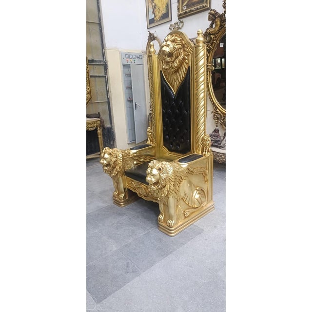 1960s Royal Lion Throne Chair with Matching Lion Scepter For Sale - Image 4 of 10