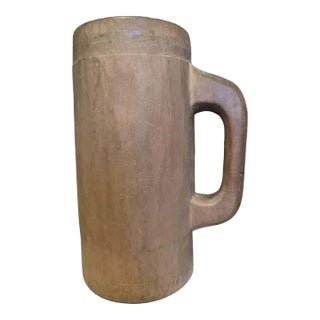 1900s Primitive German Wooden Stein, Hand-Carved Container For Sale