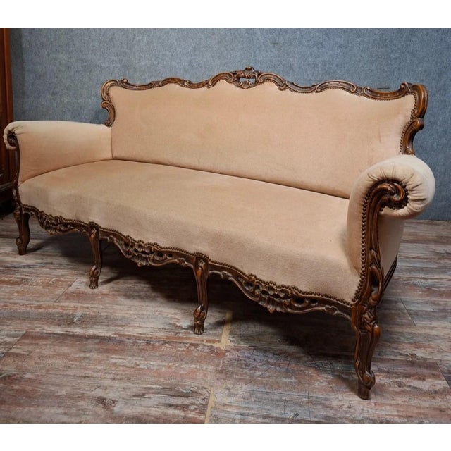 20th Century Louis XV Carved Walnut Sofa For Sale - Image 3 of 9