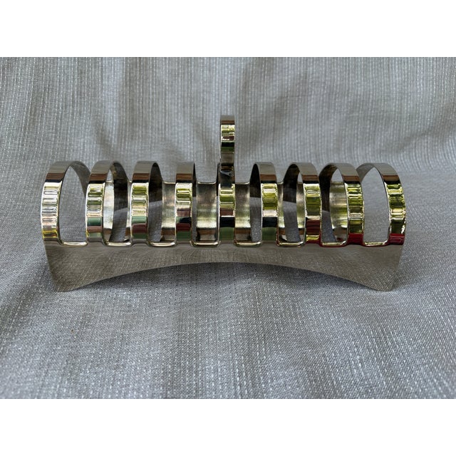Metal Vintage Modern Silver Plate Toast Rack Holder 8 Slice For Sale - Image 7 of 13