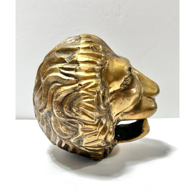 Vintage Solid Brass Lion Head Sculpture, Paperweight or Desk Object For Sale In Louisville - Image 6 of 8