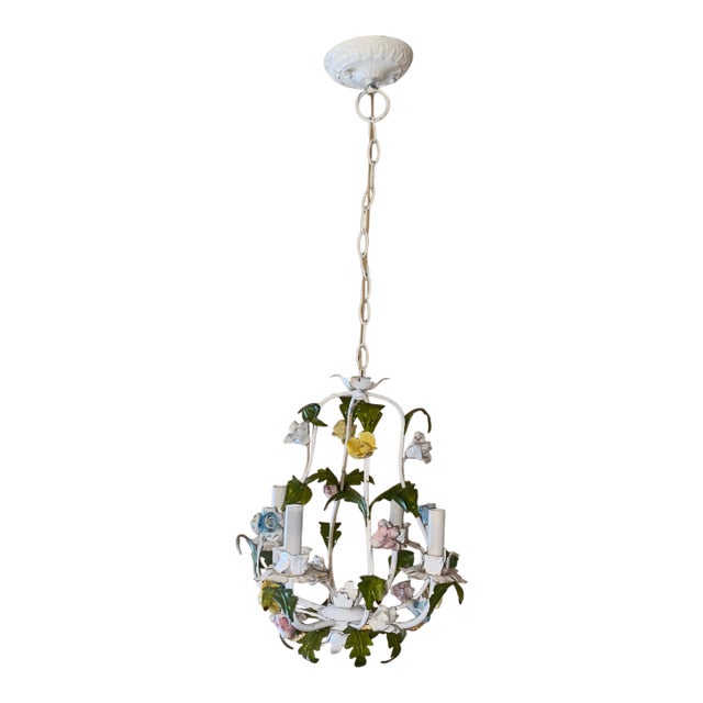 1950s Mid Century Modern Italian Metal Tole Hanging Light For Sale
