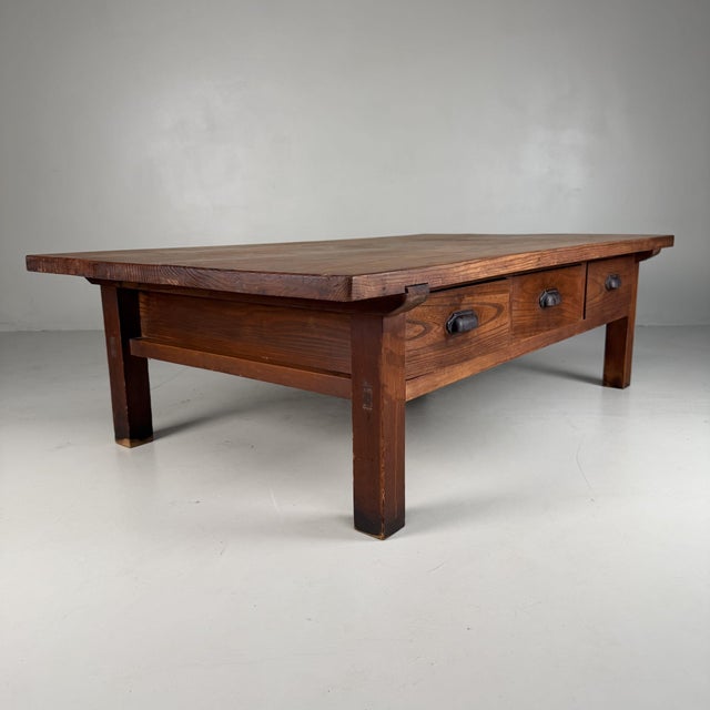 Large Japanese Low Table with 6 Drawers in Sugi Wood, 1930s For Sale - Image 18 of 18