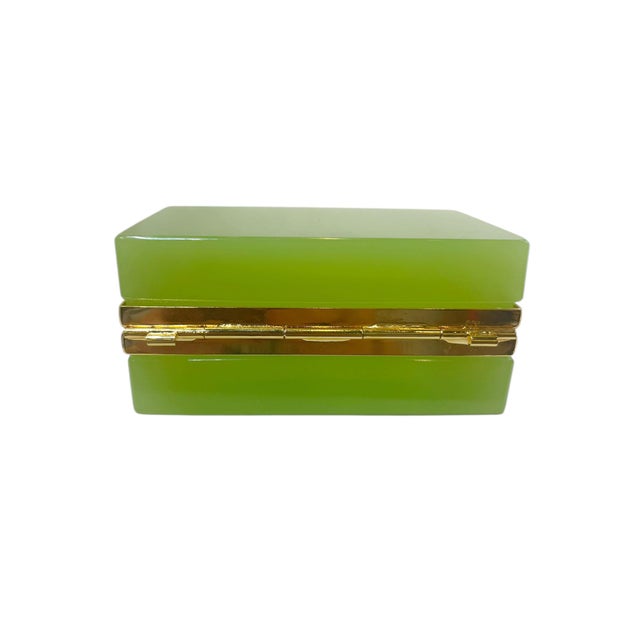 1920s French Lime Green Color Opaline Box, Circa 1920 For Sale - Image 5 of 5
