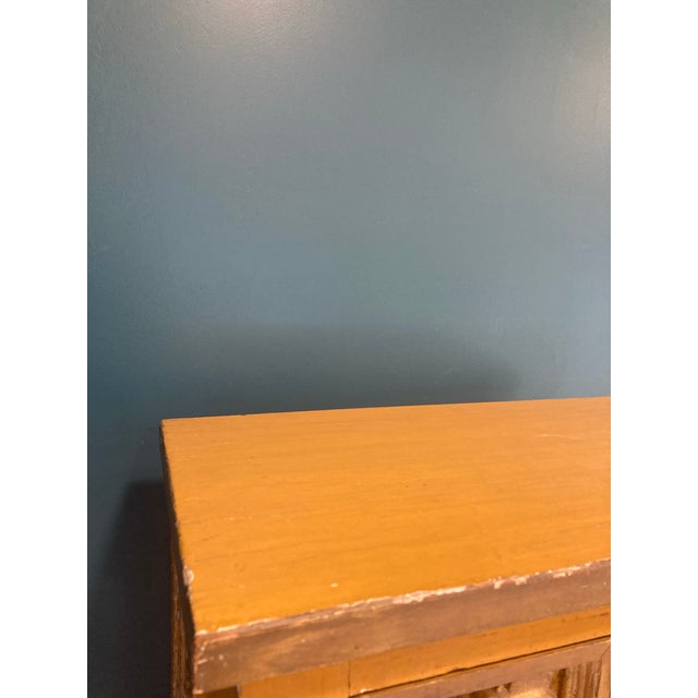 Antique Hand Carved Yellow and Gold Small Cabinet For Sale In Oklahoma City - Image 6 of 12