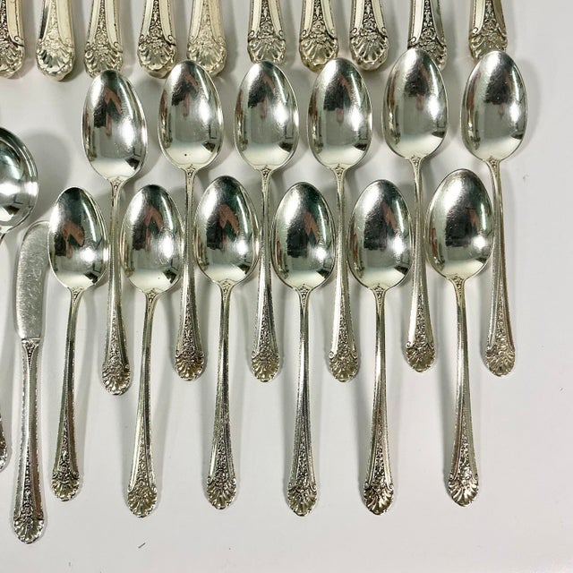 Towle Silversmiths 1935 Vintage Hollywood Regency Neoclassical Royal Windsor Sterling Silver Flatware - Set of 71. For Sale - Image 4 of 18