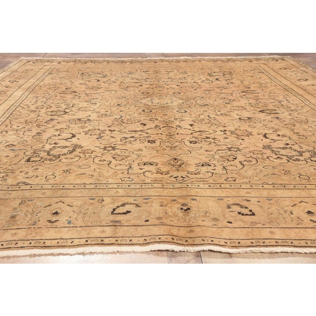 Tan Mid 20th Century Vintage Persian Khorassan Rug - 09'07 X 12'03 For Sale - Image 8 of 9