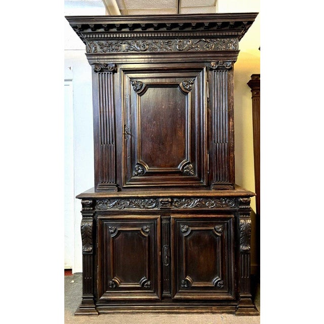 Important renaissance style walnut cabinet magnificent and substantial renaissance style cabinet in solid walnut, circa...