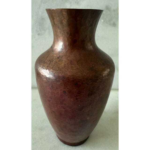 Vintage Hand Made Hammered Copper Vase For Sale - Image 4 of 9