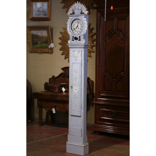 Early 19th Century French Normandy Painted Longcase Grandfather Clock For Sale In Dallas - Image 6 of 13
