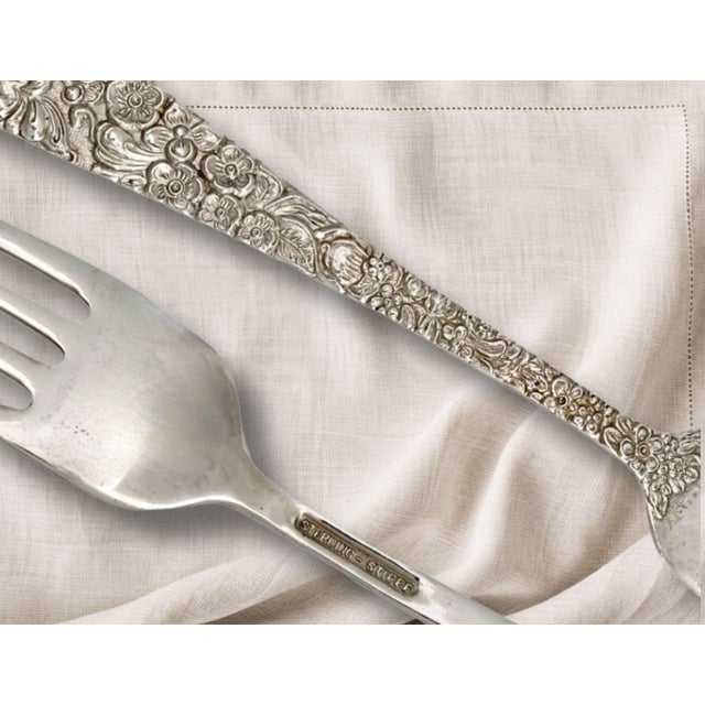 Kirk Stieff Rose Pattern Sterling Silver Forks S/2 For Sale - Image 4 of 5