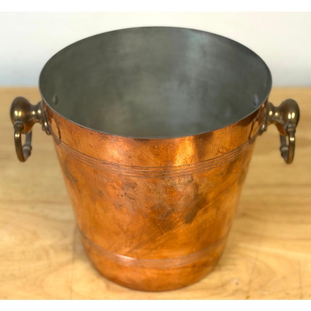 Vintage French Copper & Brass Champagne Bucket Stamped “Made in France”, 1950s For Sale In West Palm - Image 6 of 12
