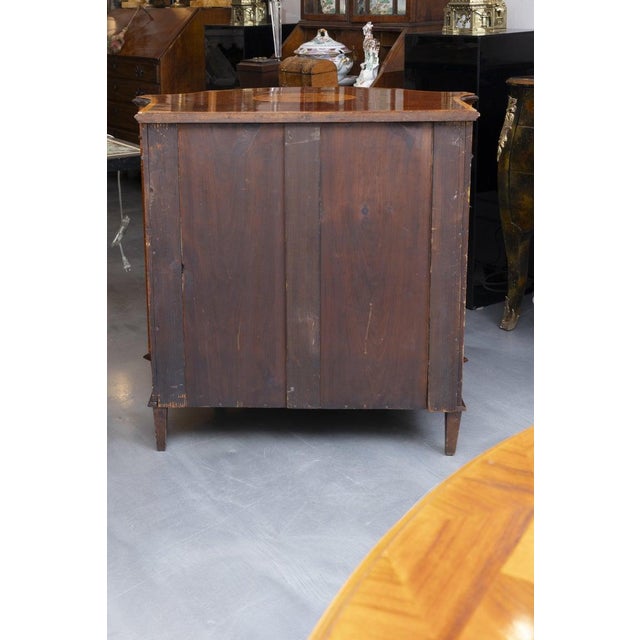 One of a Pair of English Satinwood, Mahogany and Painted Serpentine Cabinets, Mid 19th Century For Sale - Image 9 of 12