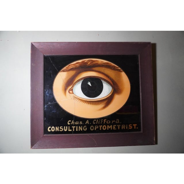 Mid 20th Century Mid 20th Century Chas A. Clifford, Consulting Optometrist, Reverse Paint on Glass, Framed For Sale - Image 5 of 6