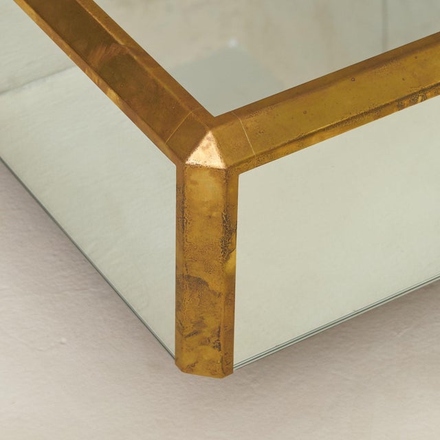 Silver French Mirror + Brass Square Coffee Table, 1970s For Sale - Image 8 of 11