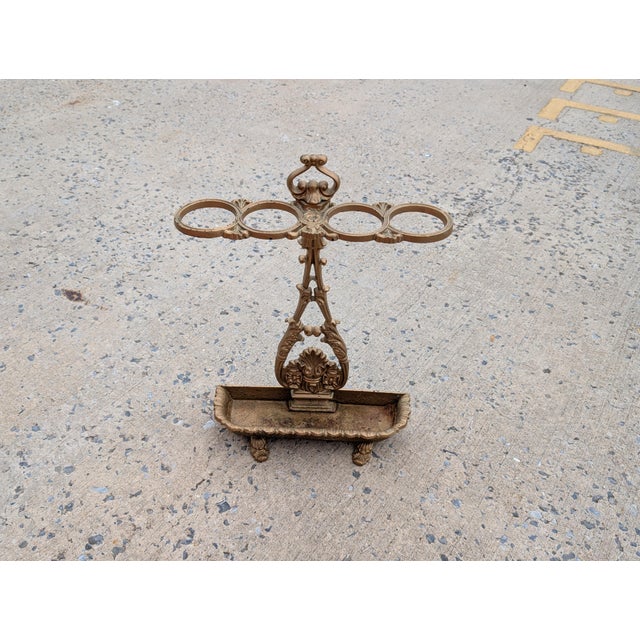 Late 19th Century 19th Century Cast Iron Fleur-De-Lis 4-Division Umbrella Stand For Sale - Image 5 of 7