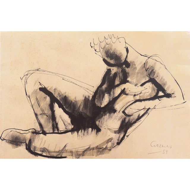 'Reclining Nude' by Kurt Craemer, 1954, Mid-Century German Expressionist, Düsseldorf, Venice Biennale For Sale