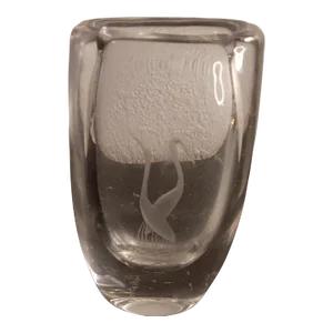 Vintage Kosta Boda Sweden Etched Pelican Bud Vase