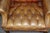 Pair Antique Georgian Leather Chesterfield Style Tufted Wingback Chairs For Sale In Philadelphia - Image 6 of 8