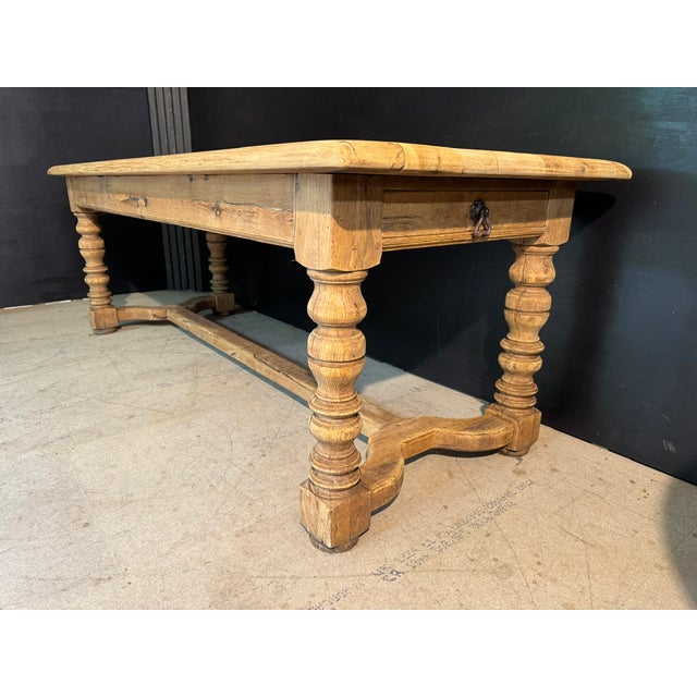 French Oak Farmhouse Table with Drawers, 1920 For Sale - Image 9 of 14