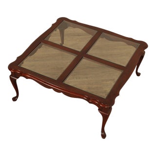 Pennsylvania House Queen Anne Style Glass Top Cherry Coffee Table For Sale