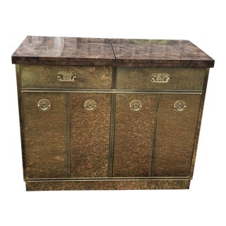 1960s Mastercraft Brass Clad Bar and Cabinet For Sale