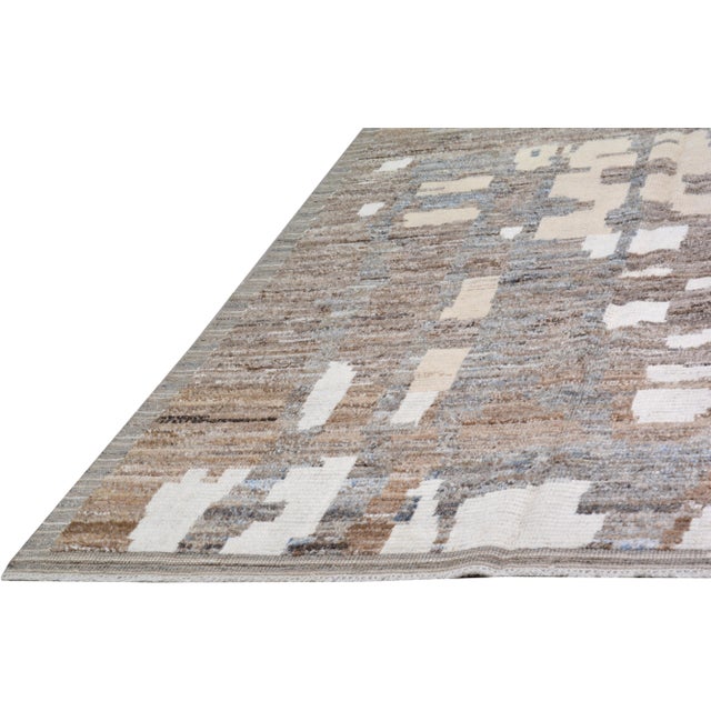Abstract Moroccan Hand Knotted Wool Rug, 9'x12'6" For Sale - Image 3 of 6