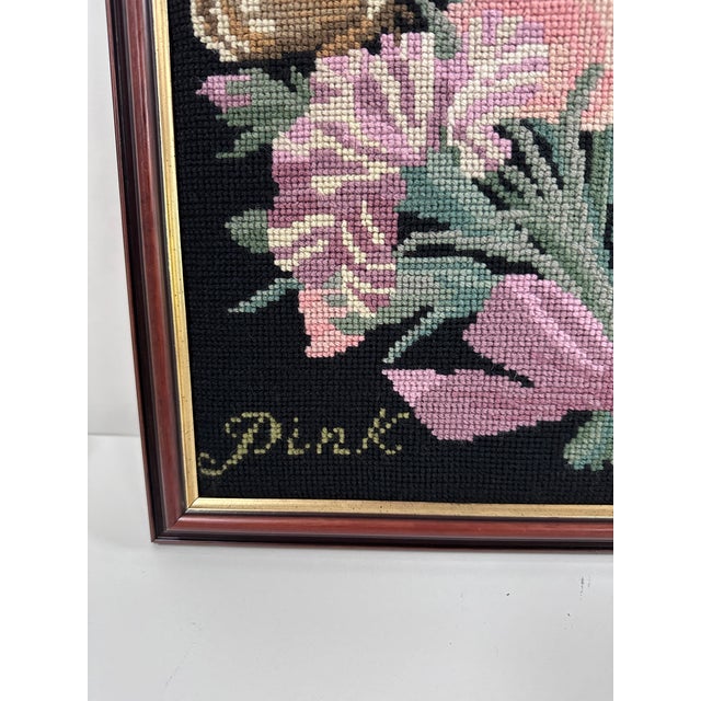 Victorian Framed Floral Needlepoint For Sale - Image 3 of 8