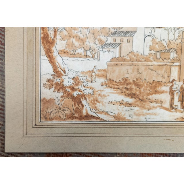 19th Century Italian Old Master Pen and Ink Drawing With Sepia Wash, Signed Illegibly For Sale In New York - Image 6 of 10