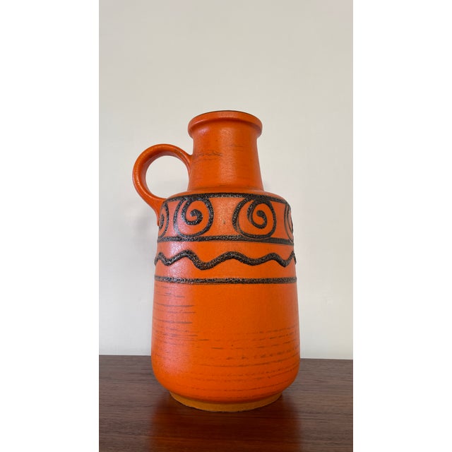 Mid-Century West German Orange Jug Vase, 1960s For Sale - Image 4 of 15
