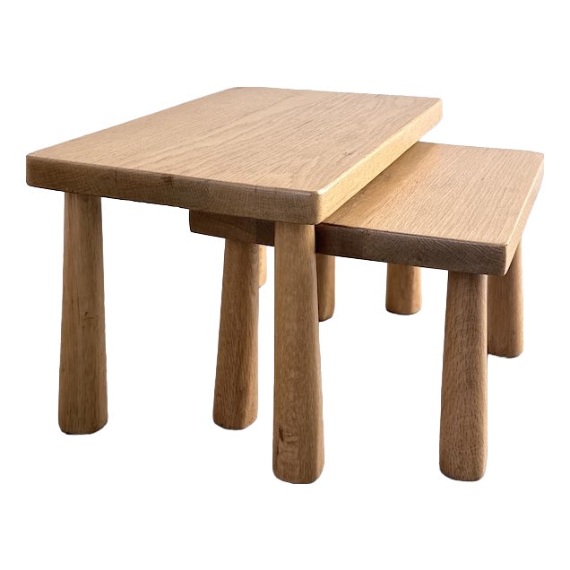 Small Nesting Tables in Light Oak, 1950s, Set of 2 For Sale