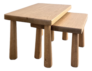 Small Nesting Tables in Light Oak, 1950s, Set of 2