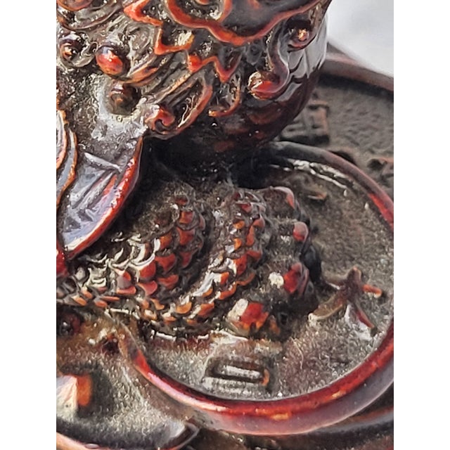 Red 1960s Red Boxwood Japanese Netsuke Dragon and Turtle For Sale - Image 8 of 11