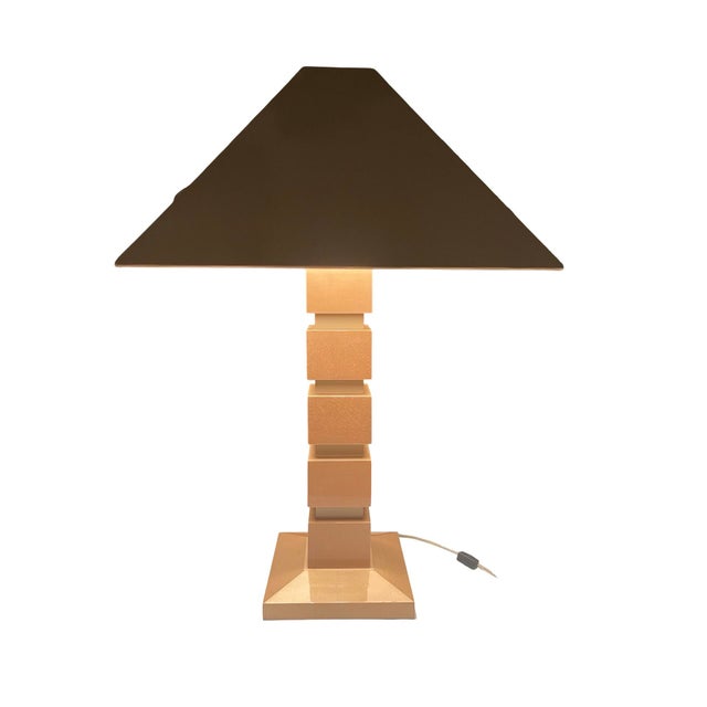 Elegant lacquered wood table lamp. Wonderful when light, suitable for any room. Dimensions: 20” w x 20” d x 32” h...