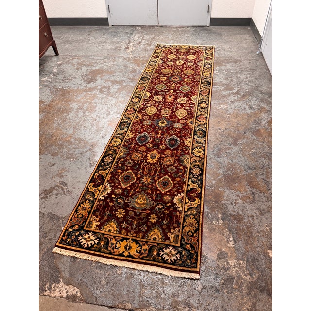 Textile 3ft X 12ft Traditional Persian Style Floral Runner Rug For Sale - Image 7 of 12