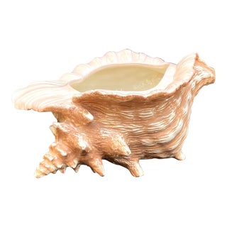 1970s Pink Ceramic Shell Planter For Sale
